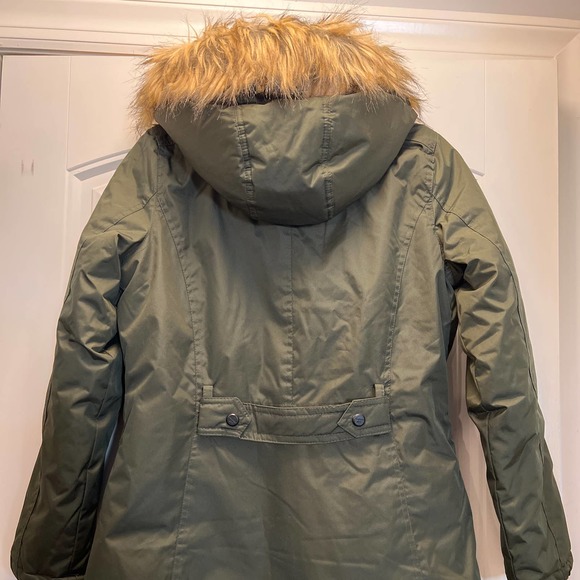 Madden Girl Women's Faux Fur Trim Hooded‎ Parka Jacket with Pockets Size S Green - Picture 7 of 9